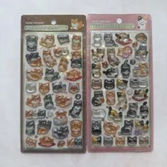 ボンボンドロップシール 和柄 柴犬 猫 2枚セット