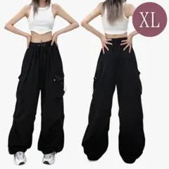 【新品】カーゴパンツ ブラック ゆったり XL パンツ レディース ウエストゴム