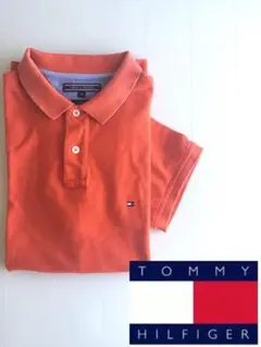 トミーヒルフィガー　メンズポロシャツ　赤オレンジ　M