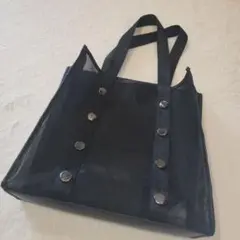 ZARA スタッズ付きメッシュトートバッグ　黒