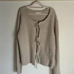 GUジーユー フロントリボンカーディガン XXLサイズ ベージュ