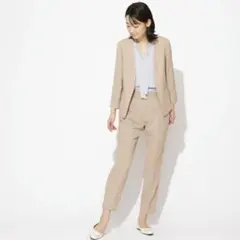 ナチュラルビューティーベーシック　ポリエステルドビーセットアップ　ベージュ　XS