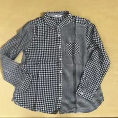 新品　B.L.U.E白✖️黒ギンガムチェックシャツ