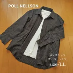 POLL NELLSON 長袖シャツ L〜LL えり付き　ストライプ