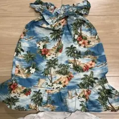 ハワイアンプリント ノースリーブワンピース S