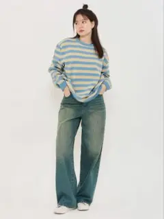 TINA:JOJUN ルーズデニムパンツ　ディープブルー　25