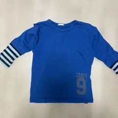 青 ストライプ袖 JUST 9 長袖カットソー