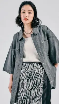 LEPSIM レプシィム　BIGデニム5分袖シャツチュニック