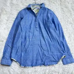 m1303 美品✨リバーシブル長袖シャツ チェック柄 デニム風 2way ラフ