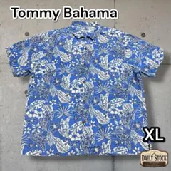 TommyBahama アロハシャツ 総柄 ブルー XL