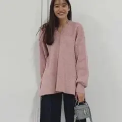 CLANE MIX COLOR STRING WIDE KNIT TOPS