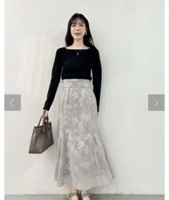 ナチュラルクチュール osono シアー花柄ロングスカート ブルー FREE