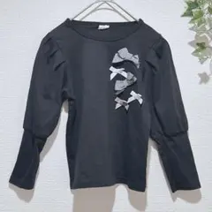 【CUTE PRINCESS】黒の長袖カットソー リボン付き 130cm