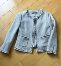 GREEN LABEL RELAXING ノーカラージャケット フリンジ　38