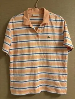 LACOSTE ラコステ ボーダー ポロシャツ 半袖 オレンジ 38のサムネイル