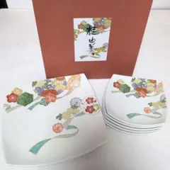 桂由美　花柄　取り分け揃　大皿と小皿セット