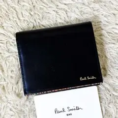 新品箱付き【ポールスミス】レザー マルチカラーロゴ 三つ折り財布 黒