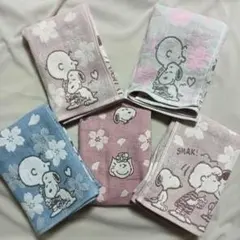 ５枚 新品 SNOOPY スヌーピー さくら ガーゼハンカチ