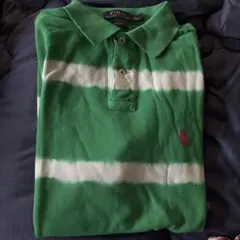 Polo Ralph Lauren ポロシャツ M グリーン/ホワイトストライプ