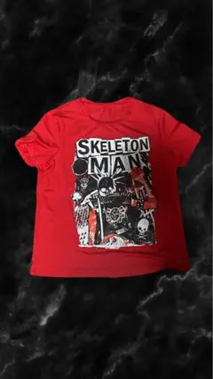 SKELETON MAN Tシャツ 赤 y2k ストリート　短丈　archive