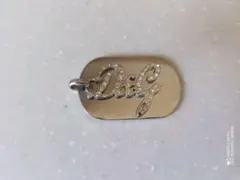 D&G/ドルガバ D＆Gロゴ ラインストーンロゴモチーフ ドッグタグネックレス