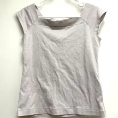 ボーダーパープルTシャツ　Mサイズ