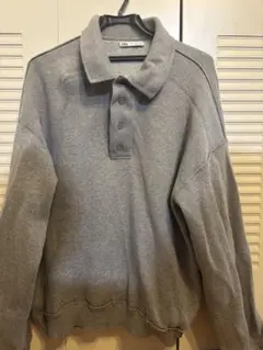【ほぼ未使用】ZARA グレー ポロシャツ 長袖 L