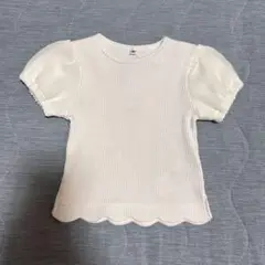 新品・タグ付き しまむら ホワイト リブ編み Tシャツ 90サイズ