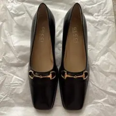 <値下げ> GUCCI 黒 レザー パンプス ヒール約5cm