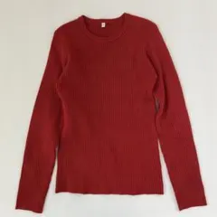 コカ　cocaリブニット　レッド　赤　長袖　クルーネック　Mサイズ