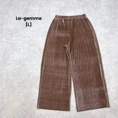 ラジエム　ベロアプリーツパンツ　ピンクブラウン【L】ウエストゴム　リラックス