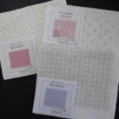 ss-53〈白地３枚セット〉刺し子　ホビーラホビーレ