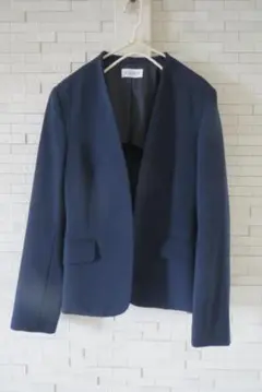 PLST プラステ ノーカラージャケット ネイビー　美品　S