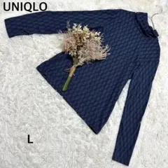 ユニクロꕤマリメッコ ヒートテック タートルネックトップス ネイビー Lサイズ