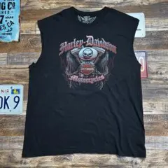 ハーレーダビッドソン ノースリーブ Tシャツ カットオフ ビッグサイズ バイカー