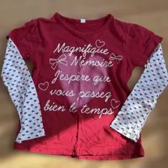 赤い長袖カットソー ハート柄