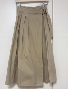 ベージュ ロング巻きスカート