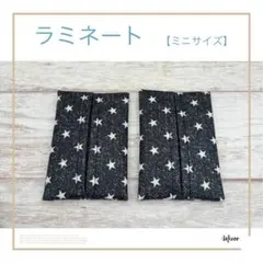 ポケットティッシュケースミニ2枚【ラミネート】星柄 デニム風☆ハンドメイド