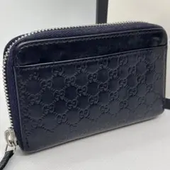 【極美品】グッチ シマ レザー ラウンドファスナー コインケース 小銭入れ