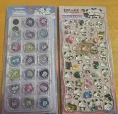 もちもちぱんだ　ジュエルプチドロップ　おはじきシール　2点セット