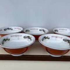 8/07/30 a 1 中華丼 ラーメン鉢 5客セット 龍柄 渦巻文様のサムネイル