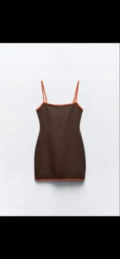 ZARA ストレッチミニワンピース ブラウン オレンジ