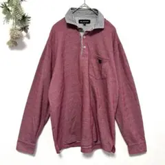 ミスタージュンコ｜長袖ポロシャツ｜美品✨ゴルフ｜配色｜エンジ｜胸ワッペン｜Mのサムネイル