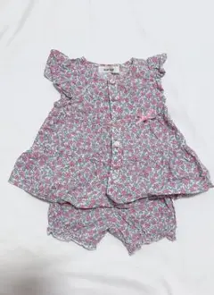 花柄フリル袖トップス&ショートパンツセットのサムネイル