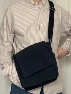 日乃本帆布 かぶせショルダーバッグ ブラック 男女兼用