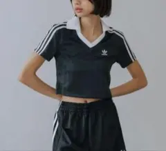 adidasVネック クロップポロシャツ Mサイズ 値下げ可能