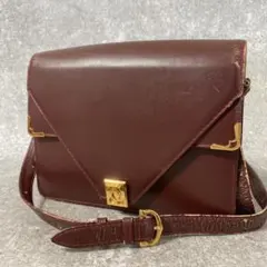 カルティエ　マストライン　レザー　ショルダーバッグ 　ボルドー スクエア