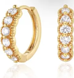 ピアスレディーススワロフスキーフープピアス 人気 上質赤 青白ジルコニアピアス