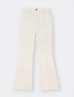 GU カットソーカラーフレアパンツ　白