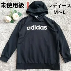 未使用級❗️アディダス　パーカー　フーディー　ビックロゴ　ブラック　L